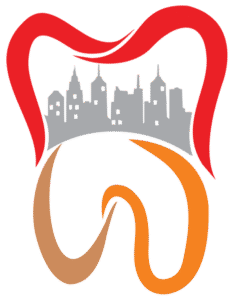 Rittenhouse Smiles tooth logo icon featuring a city skyline integrated inside the crown