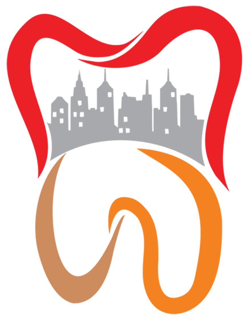 Rittenhouse Smiles tooth logo icon featuring a city skyline integrated inside the crown