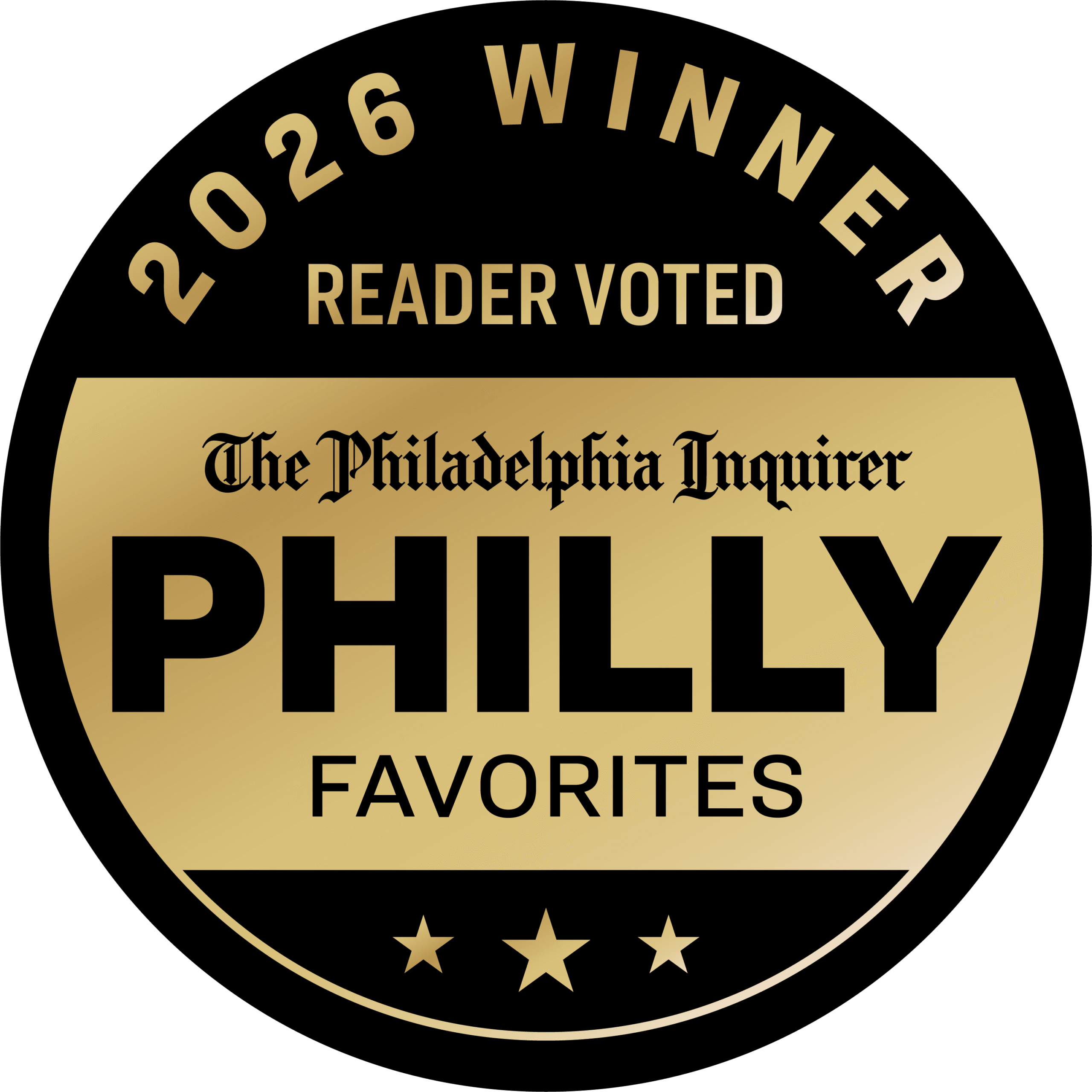 2026 Winner Reader Voted badge for The Philadelphia Inquirer Philly Favorites.