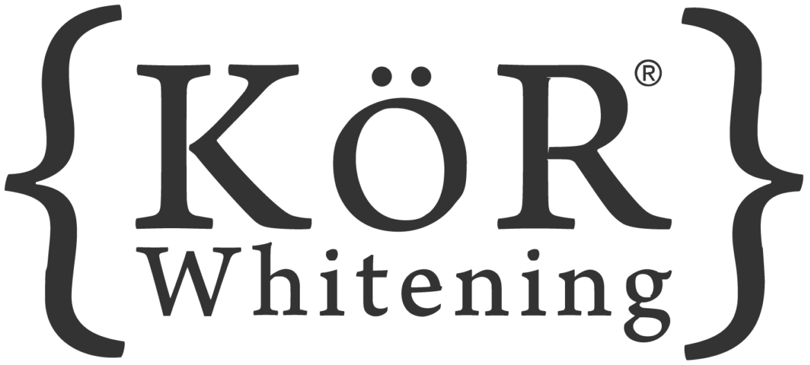 KöR Whitening logo enclosed in curly brackets.