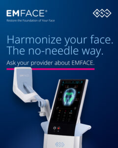 EMFACE non-invasive facial lifting machine by BTL with Harmonize your face the no-needle way graphic text