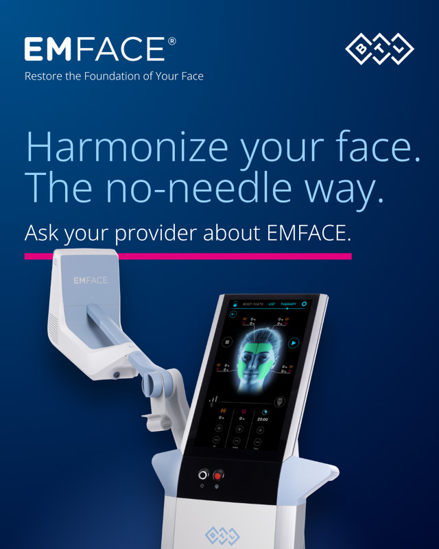 EMFACE non-invasive facial lifting machine by BTL with Harmonize your face the no-needle way graphic text